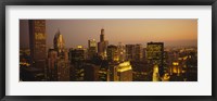 Framed Skyscrapers in Chicago at dusk, Illinois