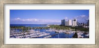 Framed Ala Wai, Honolulu, Hawaii with Boats
