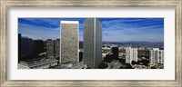 Framed High angle view of a city, San Gabriel Mountains, Hollywood Hills, Century City, City of Los Angeles, California, USA