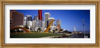 Framed Low angle view of a sculpture in front of buildings, San Francisco, California, USA