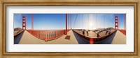 Framed Group of people on a suspension bridge, Golden Gate Bridge, San Francisco, California, USA