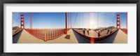 Framed Group of people on a suspension bridge, Golden Gate Bridge, San Francisco, California, USA