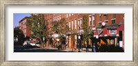 Framed Stores along a street, North End, Boston, Massachusetts, USA