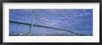 Framed Low angle view of a suspension bridge over the river, Ambassador Bridge, Detroit River, Detroit, Michigan, USA