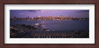 Framed Glowing Moon over New York Skyline