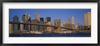 Framed Suspension bridge with skyscrapers in the background, Brooklyn Bridge, East River, Manhattan, New York City
