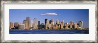 Framed New York City Waterfront with Blue Sky