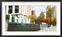 Framed Fountains in front of a memorial, US Navy Memorial, Washington DC, USA