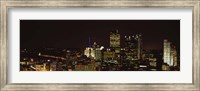 Framed Buildings lit up at night in a city, Pittsburgh Pennsylvania, USA