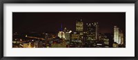 Framed Buildings lit up at night in a city, Pittsburgh Pennsylvania, USA