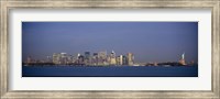 Framed New York Waterfront at Night with the Statue of Liberty