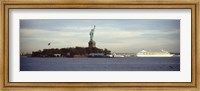 Framed Statue on an island in the sea, Statue of Liberty, Liberty Island, New York City, New York State, USA