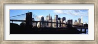 Framed Skyscrapers at the waterfront, Brooklyn Bridge, East River, Manhattan, New York City, New York State, USA