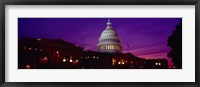 Framed Low angle view of a government building lit up at twilight, Capitol Building, Washington DC, USA