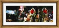 Framed Low angle view of buildings lit up at night, Times Square, Manhattan, New York City, New York State, USA