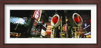 Framed Low angle view of buildings lit up at night, Times Square, Manhattan, New York City, New York State, USA