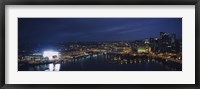 Framed High angle view of buildings lit up at night, Heinz Field, Pittsburgh, Allegheny county, Pennsylvania, USA