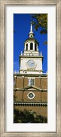 Framed Low angle view of a clock tower, Independence Hall, Philadelphia, Pennsylvania, USA