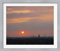 Framed Sunset over a refinery, Philadelphia, Pennsylvania, USA