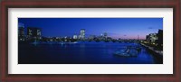 Framed Buildings lit up at dusk, Charles River, Boston, Massachusetts, USA