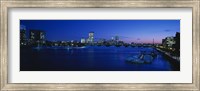 Framed Buildings lit up at dusk, Charles River, Boston, Massachusetts, USA