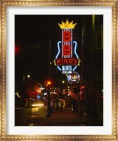 Framed Neon sign lit up at night, B. B. King's Blues Club, Memphis, Shelby County, Tennessee, USA