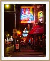 Framed Neon sign lit up at night in a city, Rum Boogie Cafe, Beale Street, Memphis, Shelby County, Tennessee, USA