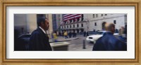 Framed Two people walking, New York Stock Exchange, Wall Street, Times Square, Manhattan, New York City, New York State, USA
