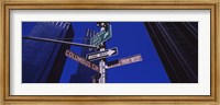 Framed Low angle view of a street name sign, Columbus Circle, Manhattan, New York City, New York State, USA