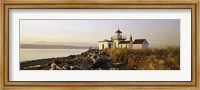 Framed Lighthouse on the beach, West Point Lighthouse, Seattle, King County, Washington State, USA