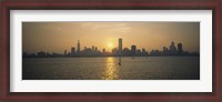 Framed Silhouette of skyscrapers at the waterfront, Chicago, Cook County, Illinois, USA