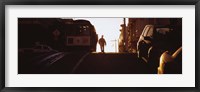 Framed Cable car on the tracks at sunset, San Francisco, California, USA