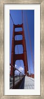 Framed Low angle view of a suspension bridge, Golden Gate Bridge, San Francisco, California, USA