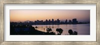 Framed Silhouette of buildings at the waterfront, San Diego, San Diego Bay, San Diego County, California, USA