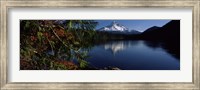 Framed Reflection of a mountain in a lake, Mt Hood, Lost Lake, Mt. Hood National Forest, Hood River County, Oregon, USA