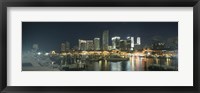 Framed Boats at a harbor with buildings in the background, Miami Yacht Basin, Miami, Florida, USA
