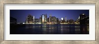 Framed Manhattan skyline seen from Fulton Ferry, Brooklyn, New York City, New York State, USA