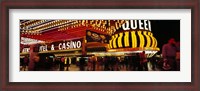 Framed Casino lit up at night, Four Queens, Fremont Street, Las Vegas, Clark County, Nevada, USA