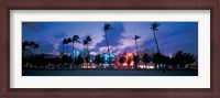 Framed Buildings lit up at dusk, Miami, Florida, USA