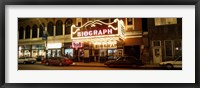Framed Theater lit up at night, Biograph Theater, Lincoln Avenue, Chicago, Illinois, USA