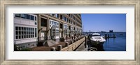 Framed Boats at a harbor, Rowe's Wharf, Boston Harbor, Boston, Suffolk County, Massachusetts, USA