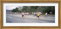 Framed Marathon runners on a road, Boston Marathon, Washington Street, Wellesley, Norfolk County, Massachusetts, USA
