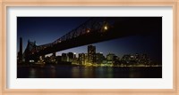 Framed Queensboro Bridge Over East River, Manhattan (night)