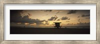 Framed Silhouette of a lifeguard hut on the beach, South Beach, Miami Beach, Miami-Dade County, Florida, USA