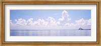 Framed Seascape with a suspension bridge in the background, Sunshine Skyway Bridge, Tampa Bay, Gulf of Mexico, Florida, USA