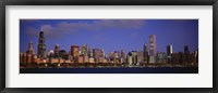 Framed Lake Michigan City Skyline at Dusk, Chicago, Illinois, USA