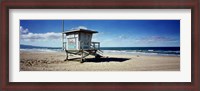 Framed Lifeguard hut on the beach, 8th Street Lifeguard Station, Manhattan Beach, Los Angeles County, California, USA