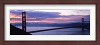 Framed Silhouette of a suspension bridge at dusk, Golden Gate Bridge, San Francisco, California