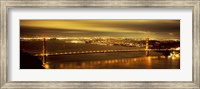 Framed Golden Gate Bridge and San Francisco Skyline Lit Up at Night