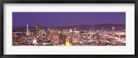 Framed High angle view of a city at dusk, San Francisco, California, USA